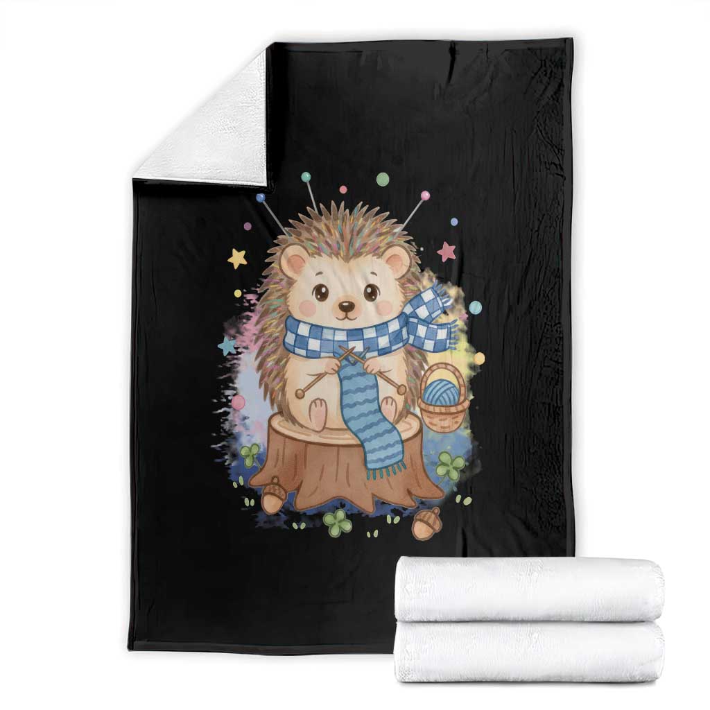 Cute Hedgehog Knitting Throw Blanket Gift For Crocheter - Wonder Print Shop