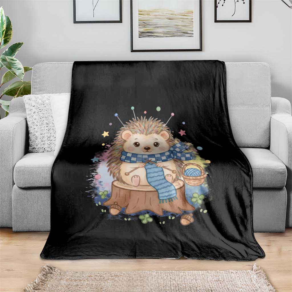 Cute Hedgehog Knitting Throw Blanket Gift For Crocheter - Wonder Print Shop