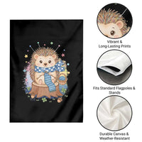 Cute Hedgehog Knitting Garden Flag Gift For Crocheter - Wonder Print Shop