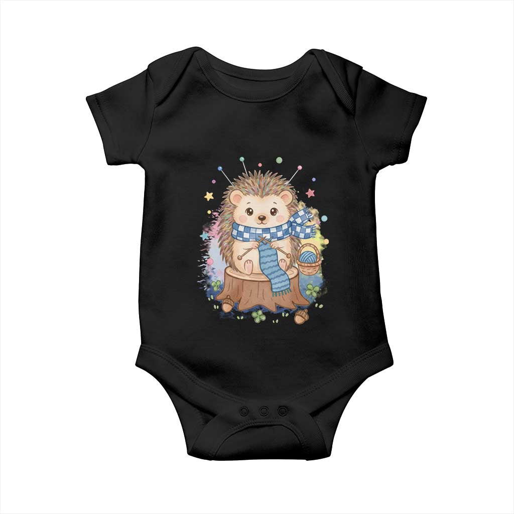 Cute Hedgehog Knitting Baby Onesie Gift For Crocheter - Wonder Print Shop