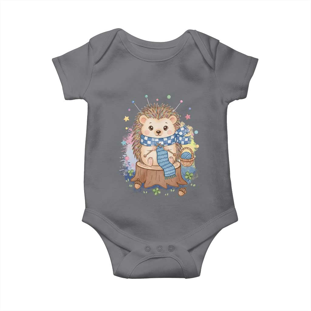 Cute Hedgehog Knitting Baby Onesie Gift For Crocheter - Wonder Print Shop