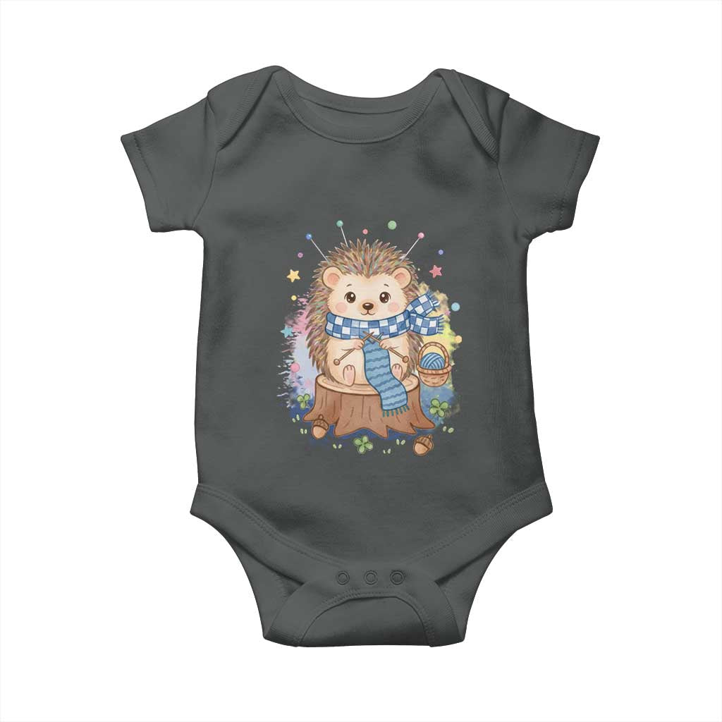Cute Hedgehog Knitting Baby Onesie Gift For Crocheter - Wonder Print Shop