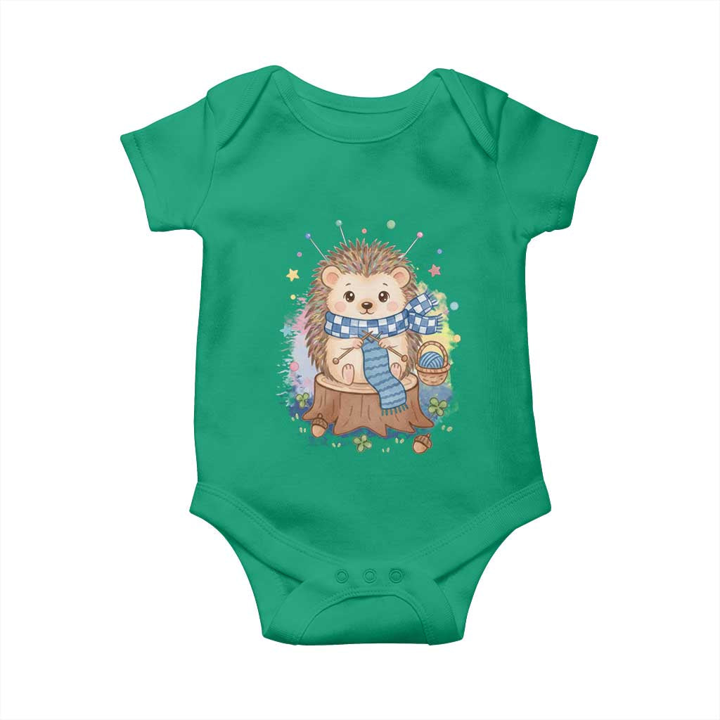 Cute Hedgehog Knitting Baby Onesie Gift For Crocheter - Wonder Print Shop