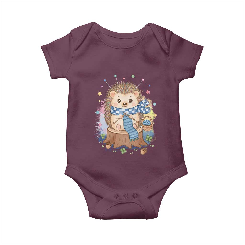 Cute Hedgehog Knitting Baby Onesie Gift For Crocheter - Wonder Print Shop