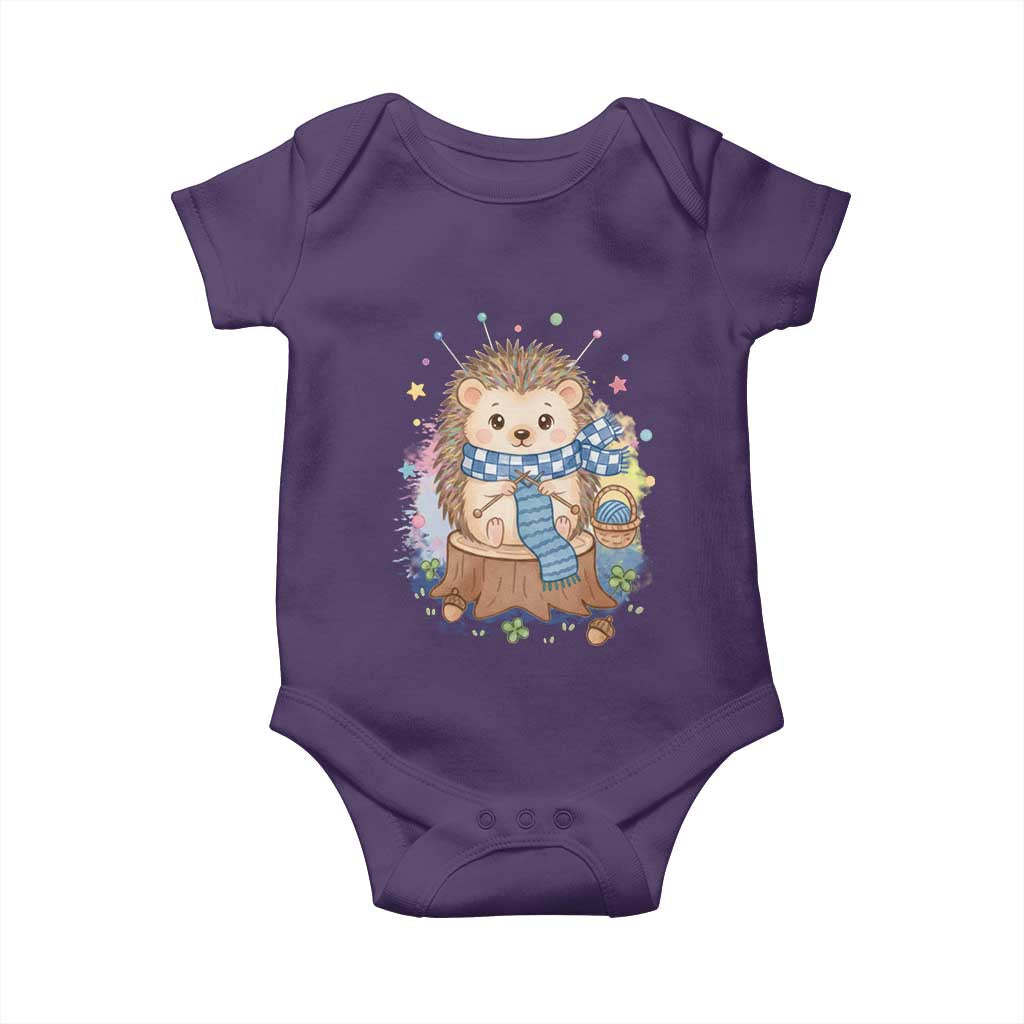Cute Hedgehog Knitting Baby Onesie Gift For Crocheter - Wonder Print Shop