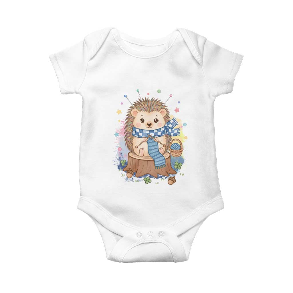 Cute Hedgehog Knitting Baby Onesie Gift For Crocheter - Wonder Print Shop