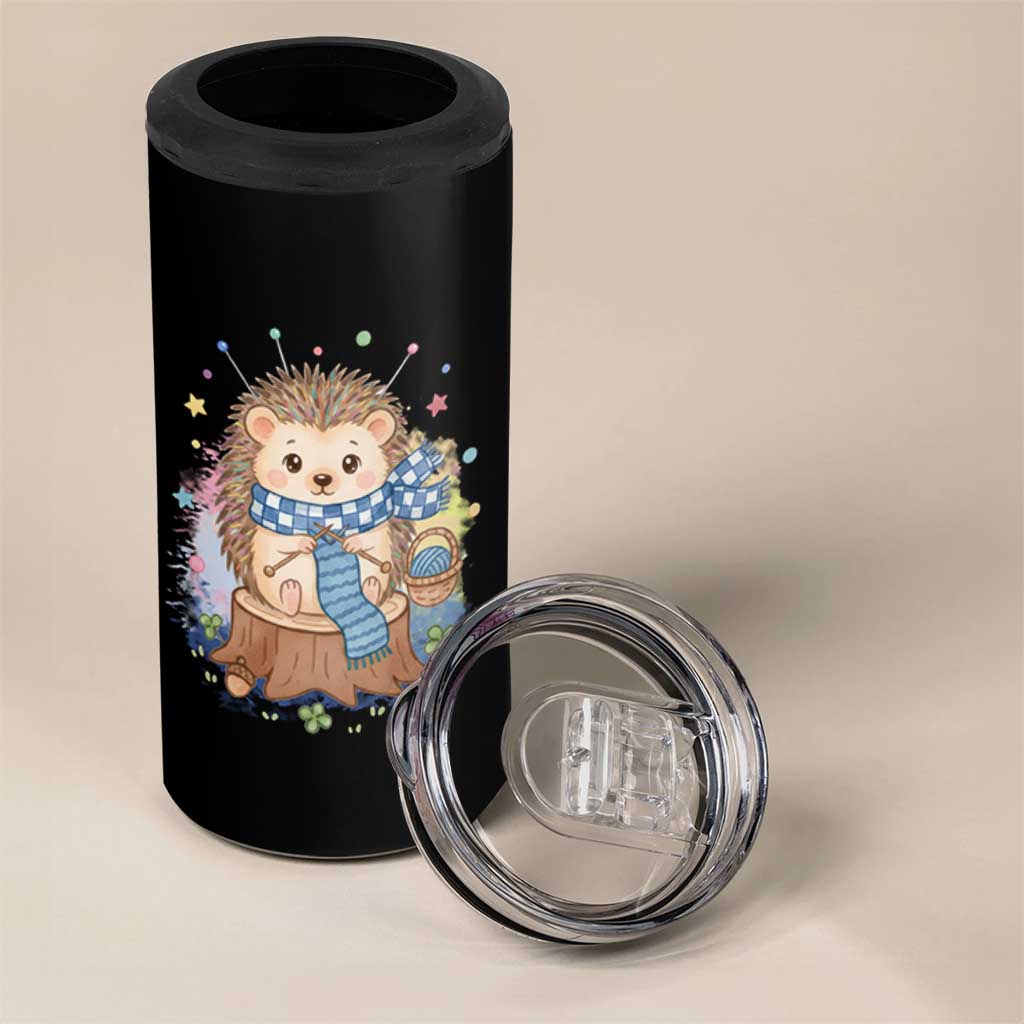 Cute Hedgehog Knitting 4 in 1 Can Cooler Tumbler Gift For Crocheter - Wonder Print Shop