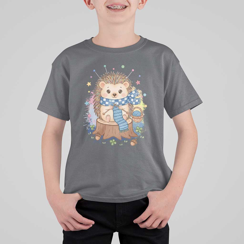 Cute Hedgehog Knitting T Shirt For Kid Gift For Crocheter - Wonder Print Shop