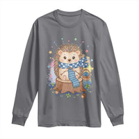 Cute Hedgehog Knitting Long Sleeve Shirt Gift For Crocheter - Wonder Print Shop