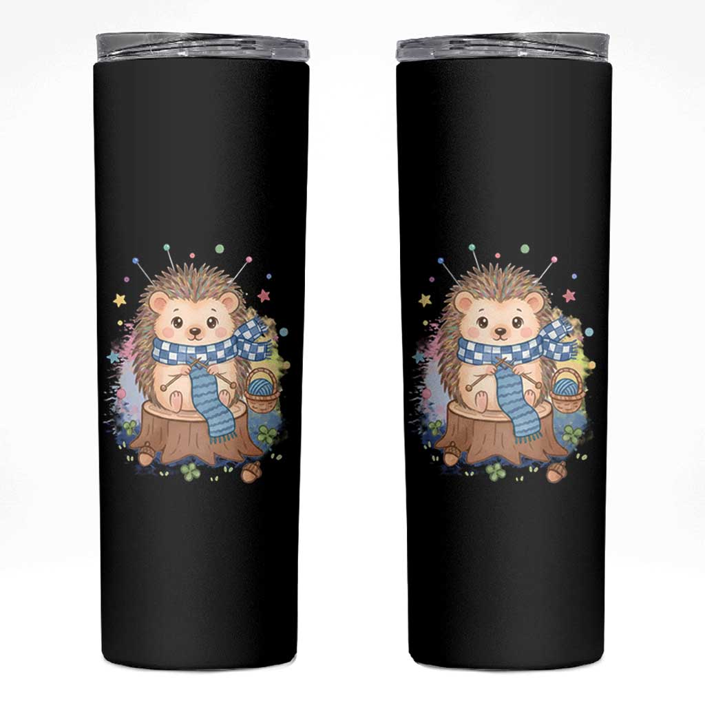 Cute Hedgehog Knitting Skinny Tumbler Gift For Crocheter - Wonder Print Shop