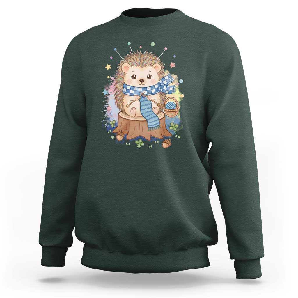 Cute Hedgehog Knitting Sweatshirt Gift For Crocheter - Wonder Print Shop