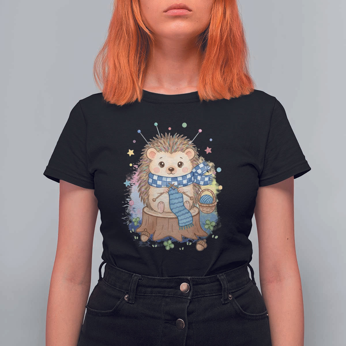 Cute Hedgehog Knitting T Shirt For Women Gift For Crocheter - Wonder Print Shop