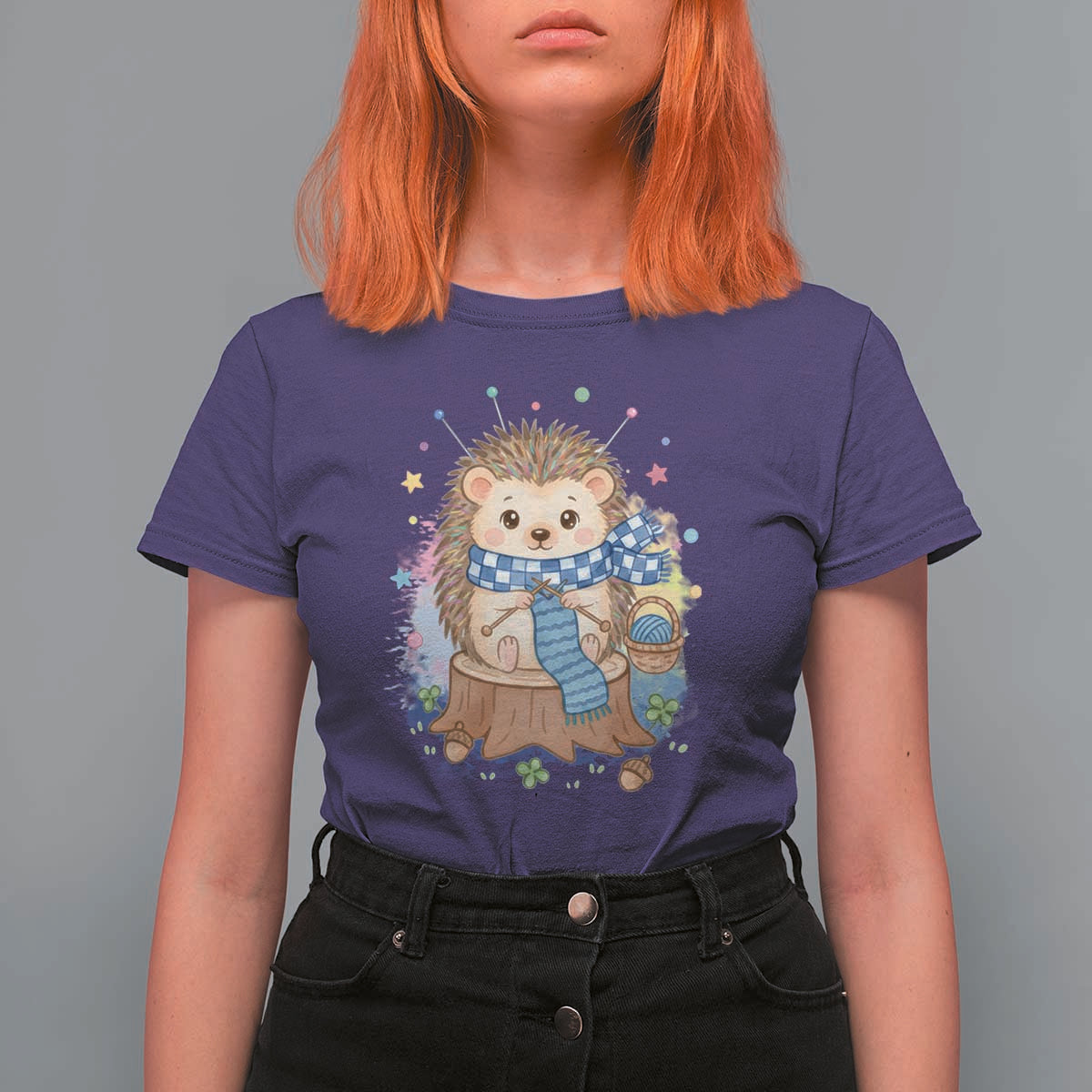 Cute Hedgehog Knitting T Shirt For Women Gift For Crocheter - Wonder Print Shop
