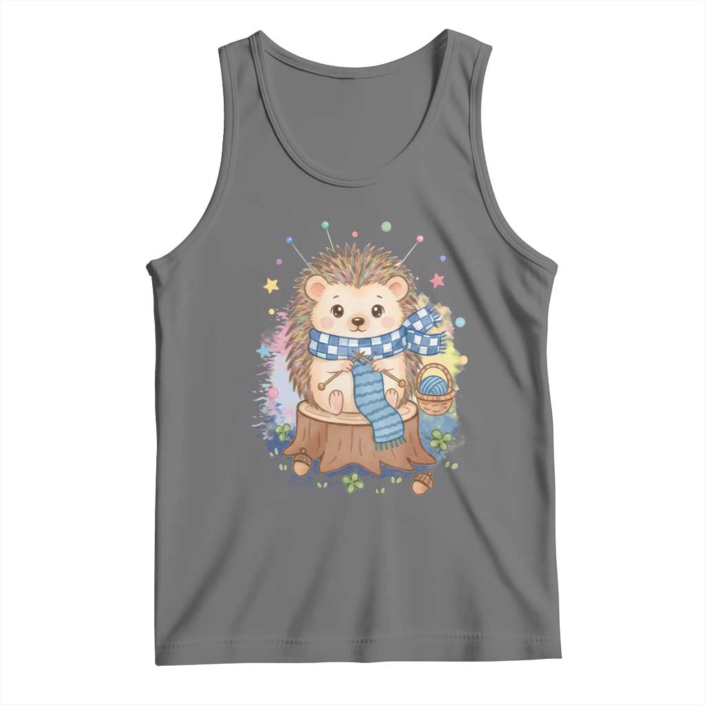 Cute Hedgehog Knitting Tank Top Gift For Crocheter - Wonder Print Shop