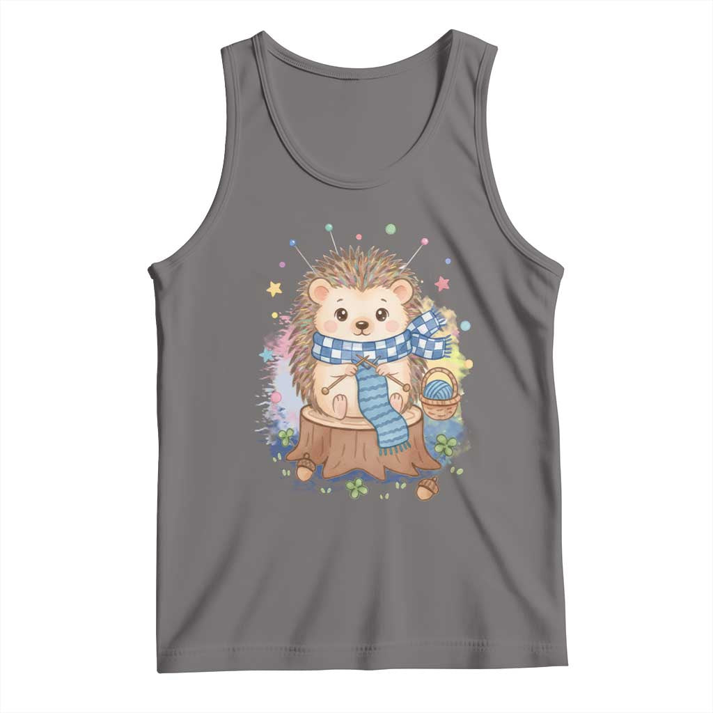 Cute Hedgehog Knitting Tank Top Gift For Crocheter - Wonder Print Shop