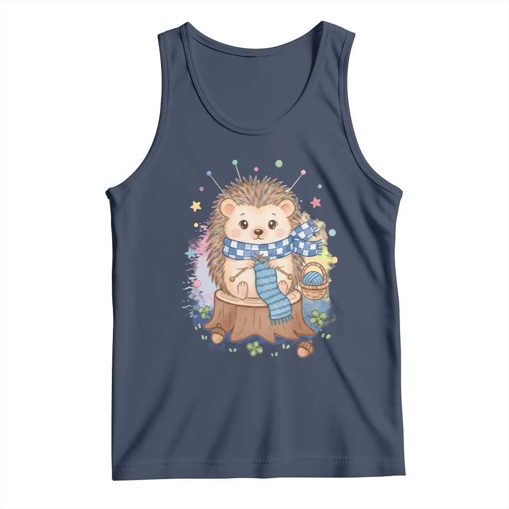 Cute Hedgehog Knitting Tank Top Gift For Crocheter - Wonder Print Shop