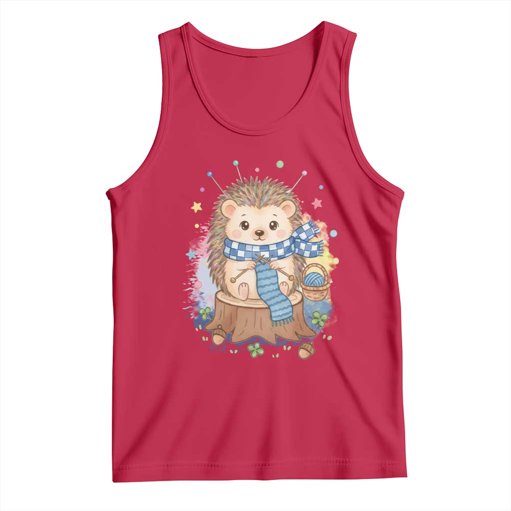 Cute Hedgehog Knitting Tank Top Gift For Crocheter - Wonder Print Shop