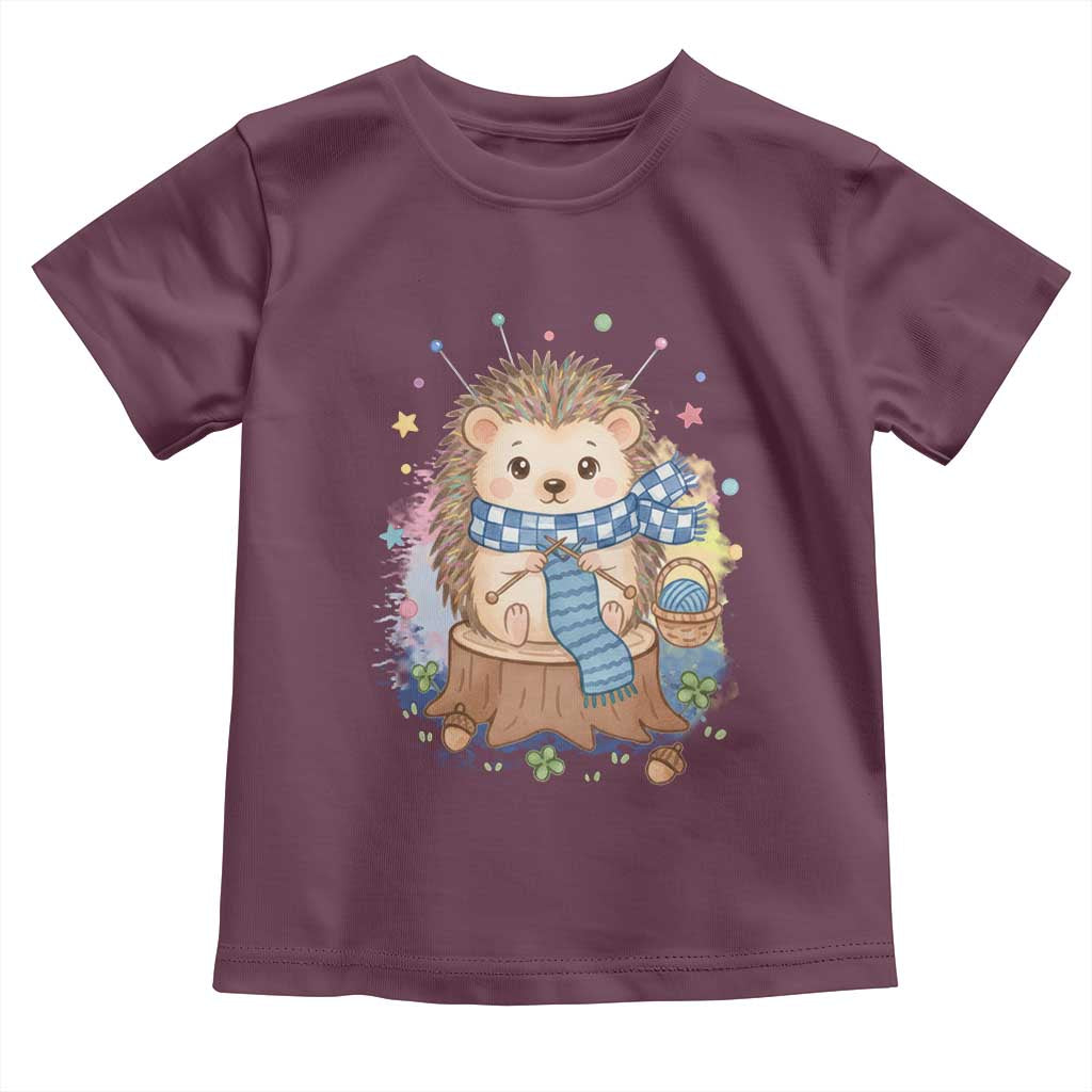 Cute Hedgehog Knitting Toddler T Shirt Gift For Crocheter - Wonder Print Shop