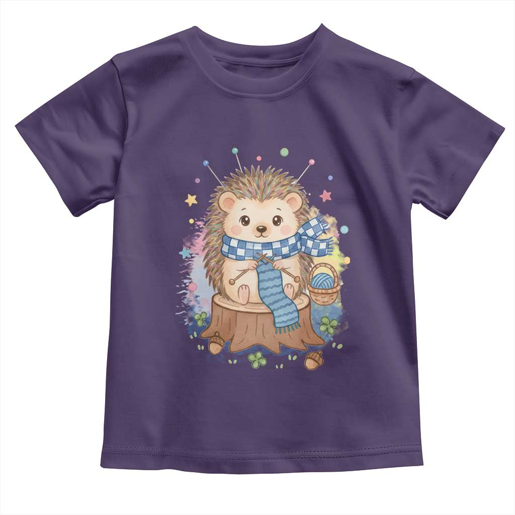 Cute Hedgehog Knitting Toddler T Shirt Gift For Crocheter - Wonder Print Shop