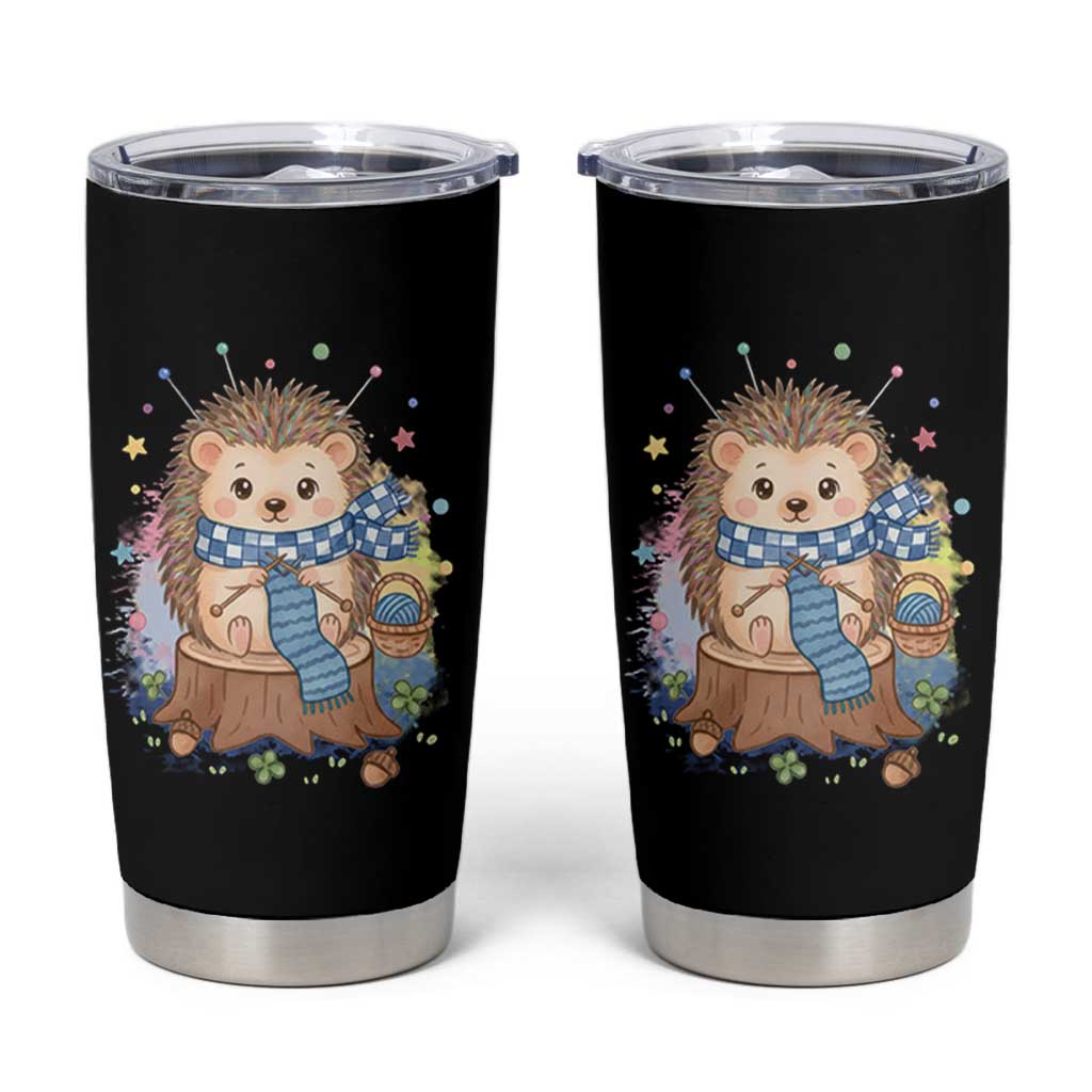 Cute Hedgehog Knitting Tumbler Cup Gift For Crocheter - Wonder Print Shop