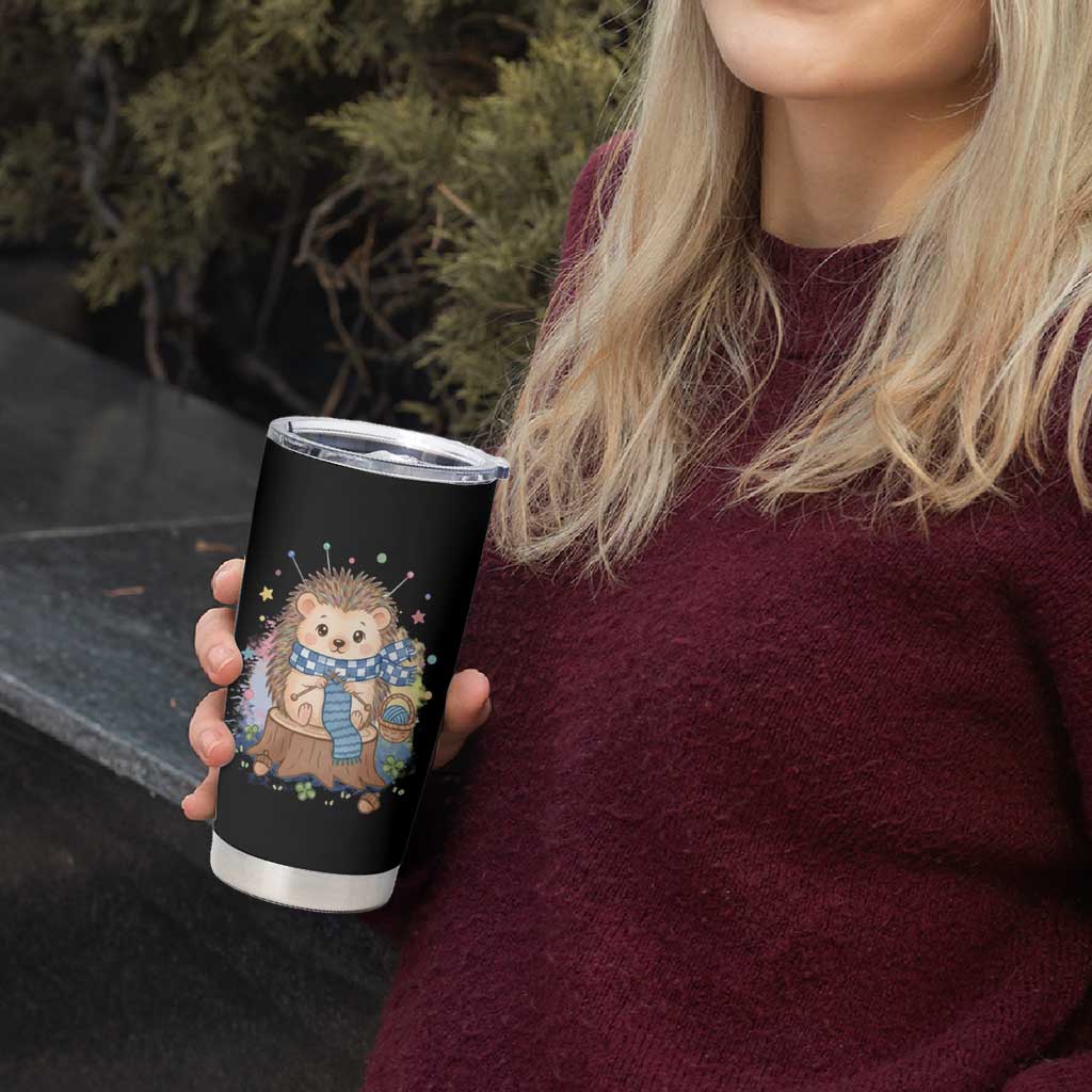 Cute Hedgehog Knitting Tumbler Cup Gift For Crocheter - Wonder Print Shop