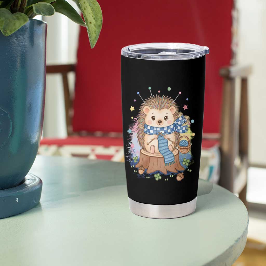 Cute Hedgehog Knitting Tumbler Cup Gift For Crocheter - Wonder Print Shop