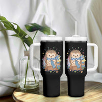 Cute Hedgehog Knitting Tumbler With Handle Gift For Crocheter - Wonder Print Shop
