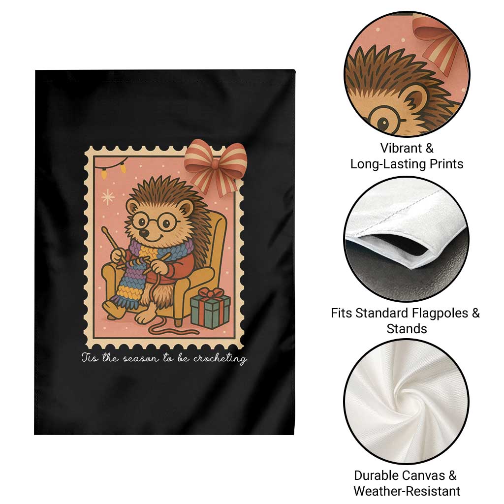 Cute Hedgehog Knitting Garden Flag Christmas Holiday Gift - Wonder Print Shop
