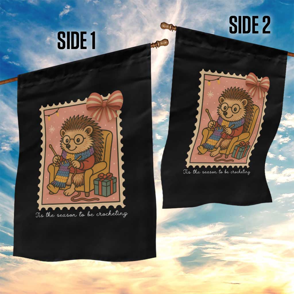 Cute Hedgehog Knitting Garden Flag Christmas Holiday Gift - Wonder Print Shop