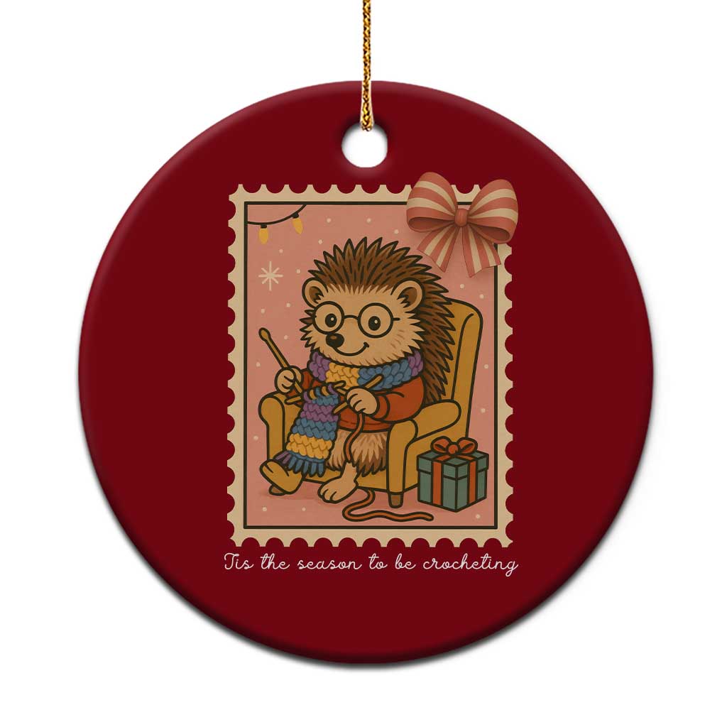 Cute Hedgehog Knitting Ceramic Ornament Xmas Holiday Gift - Wonder Print Shop