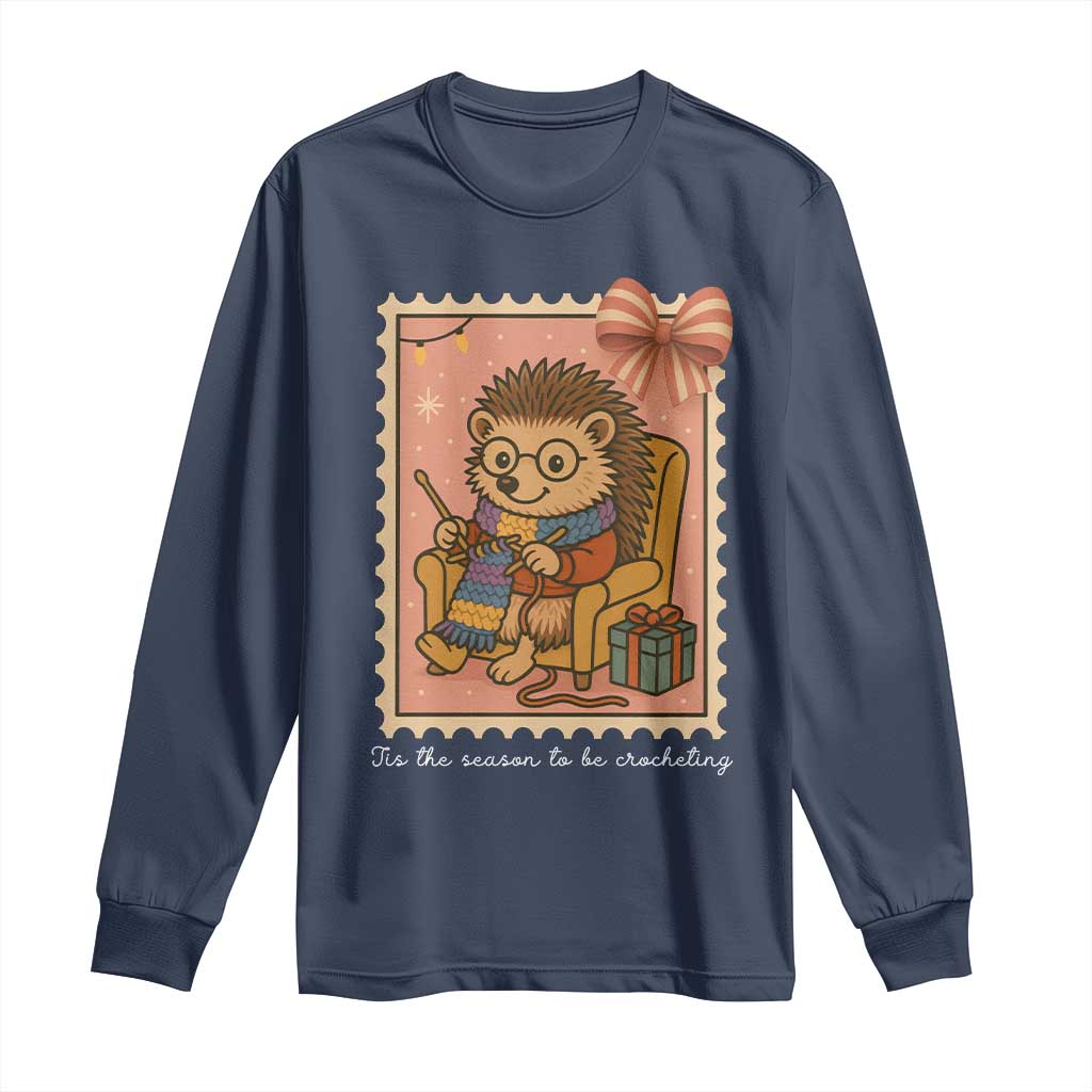Cute Hedgehog Knitting Long Sleeve Shirt Christmas Holiday Gift - Wonder Print Shop