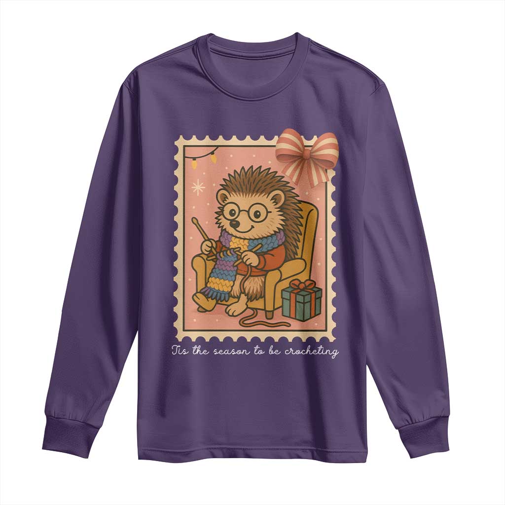 Cute Hedgehog Knitting Long Sleeve Shirt Christmas Holiday Gift - Wonder Print Shop
