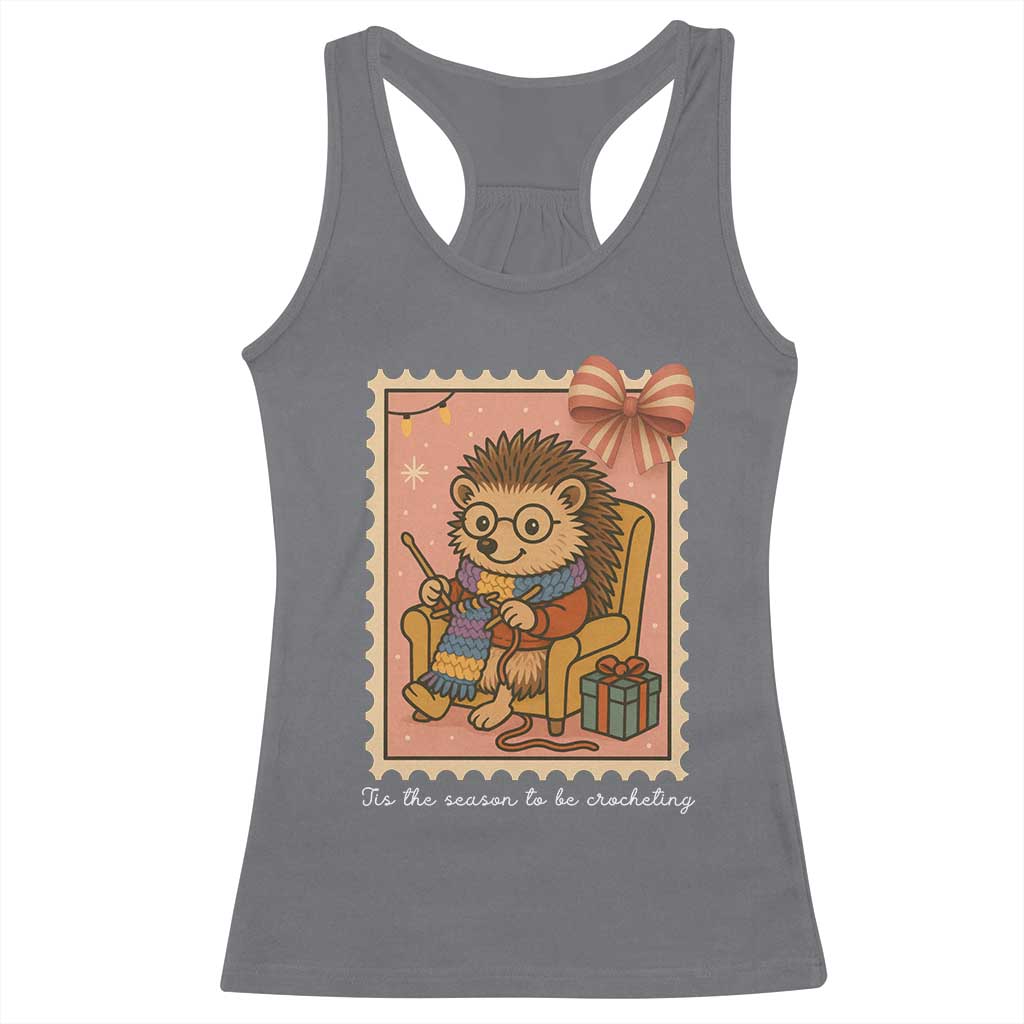 Cute Hedgehog Knitting Racerback Tank Top Christmas Holiday Gift - Wonder Print Shop