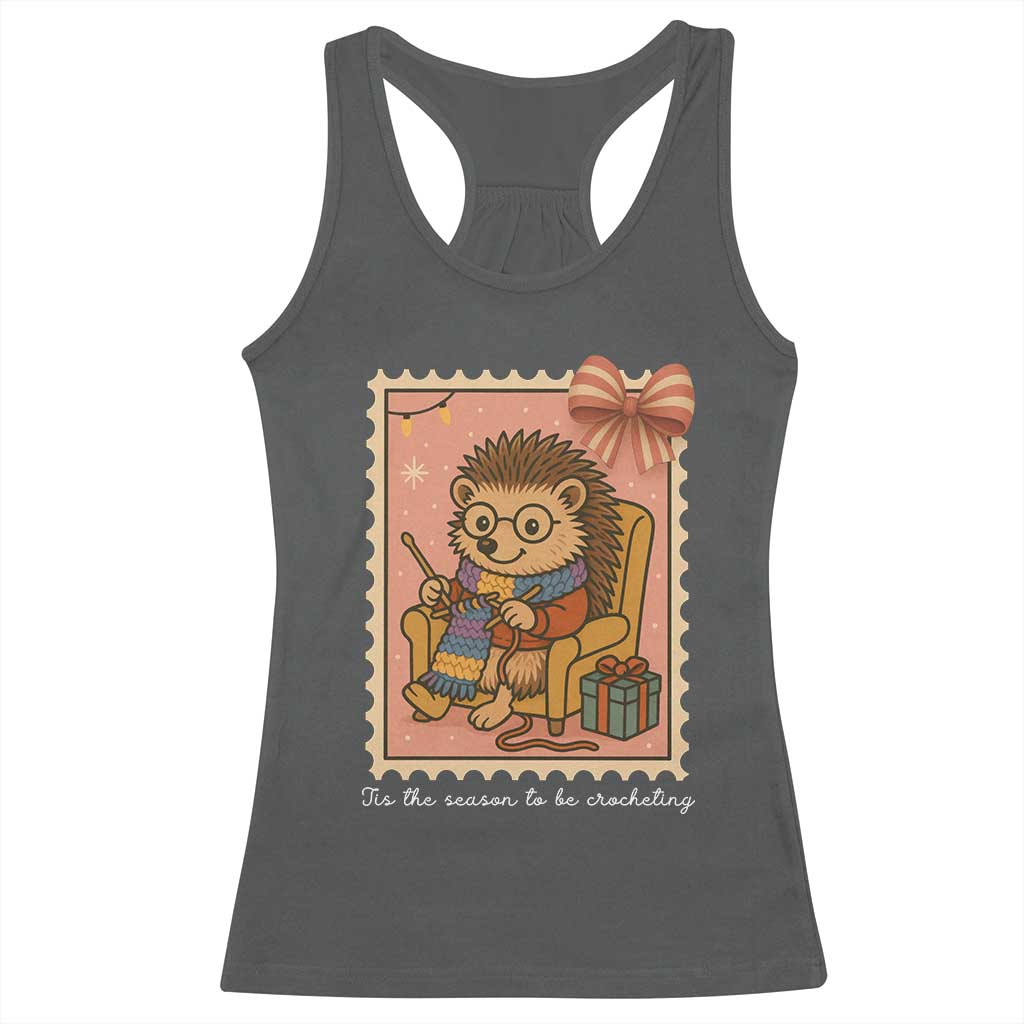 Cute Hedgehog Knitting Racerback Tank Top Christmas Holiday Gift - Wonder Print Shop