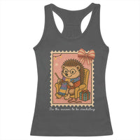 Cute Hedgehog Knitting Racerback Tank Top Christmas Holiday Gift - Wonder Print Shop