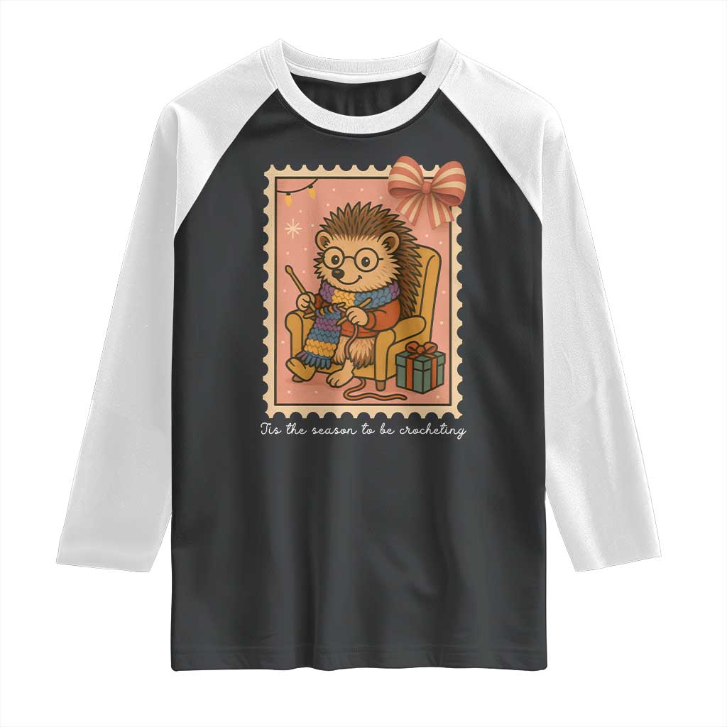 Cute Hedgehog Knitting Raglan Shirt Christmas Holiday Gift - Wonder Print Shop