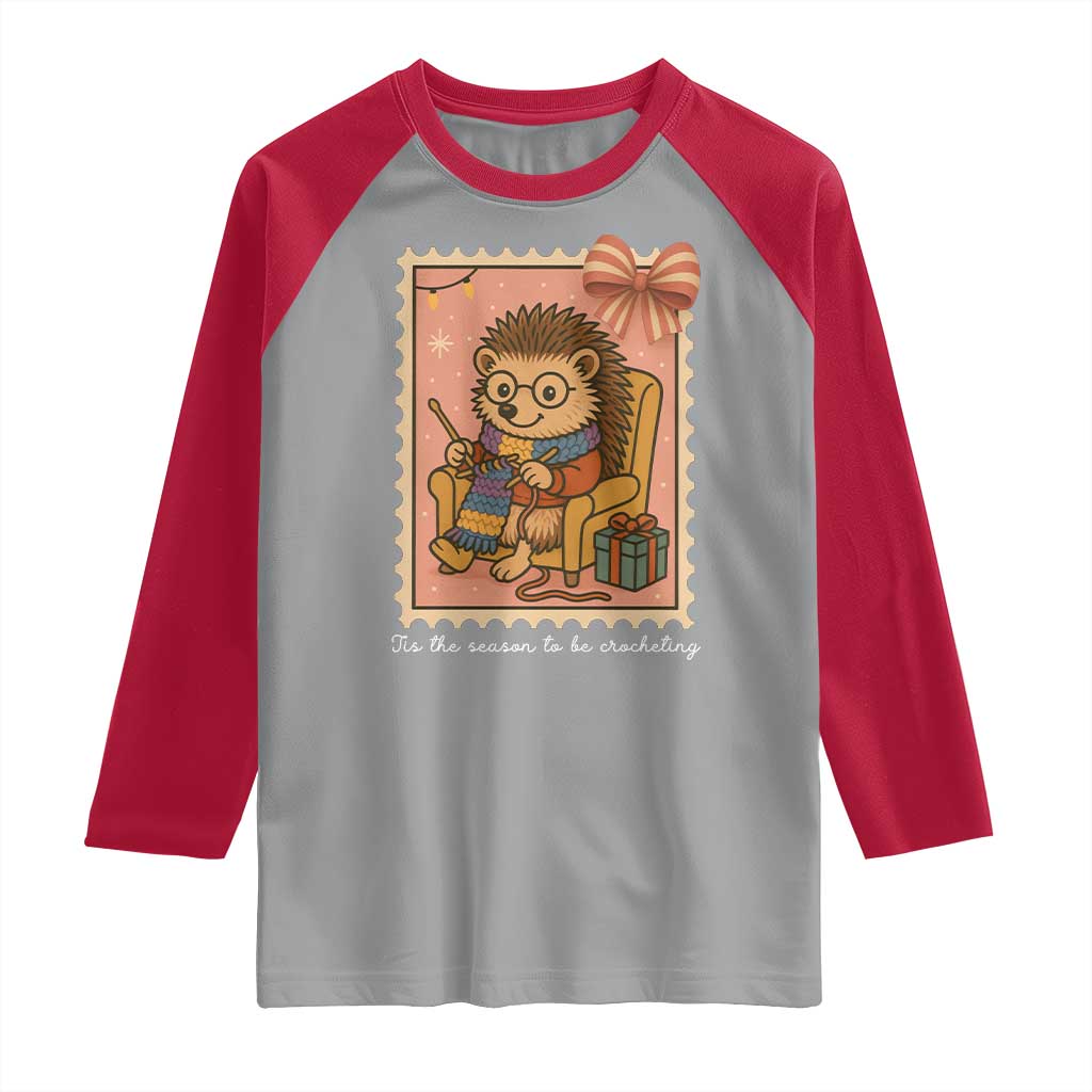 Cute Hedgehog Knitting Raglan Shirt Christmas Holiday Gift - Wonder Print Shop