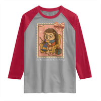 Cute Hedgehog Knitting Raglan Shirt Christmas Holiday Gift - Wonder Print Shop