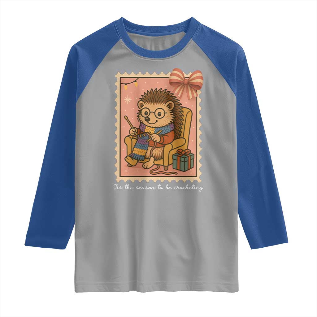 Cute Hedgehog Knitting Raglan Shirt Christmas Holiday Gift - Wonder Print Shop