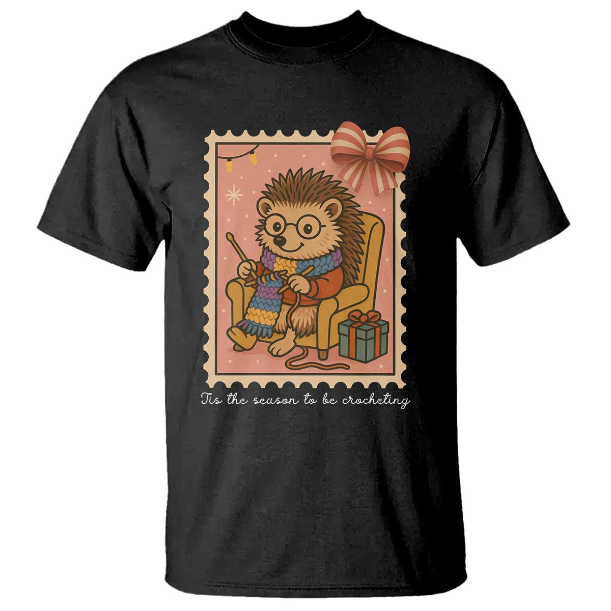 Cute Hedgehog Knitting T Shirt Christmas Holiday Gift - Wonder Print Shop