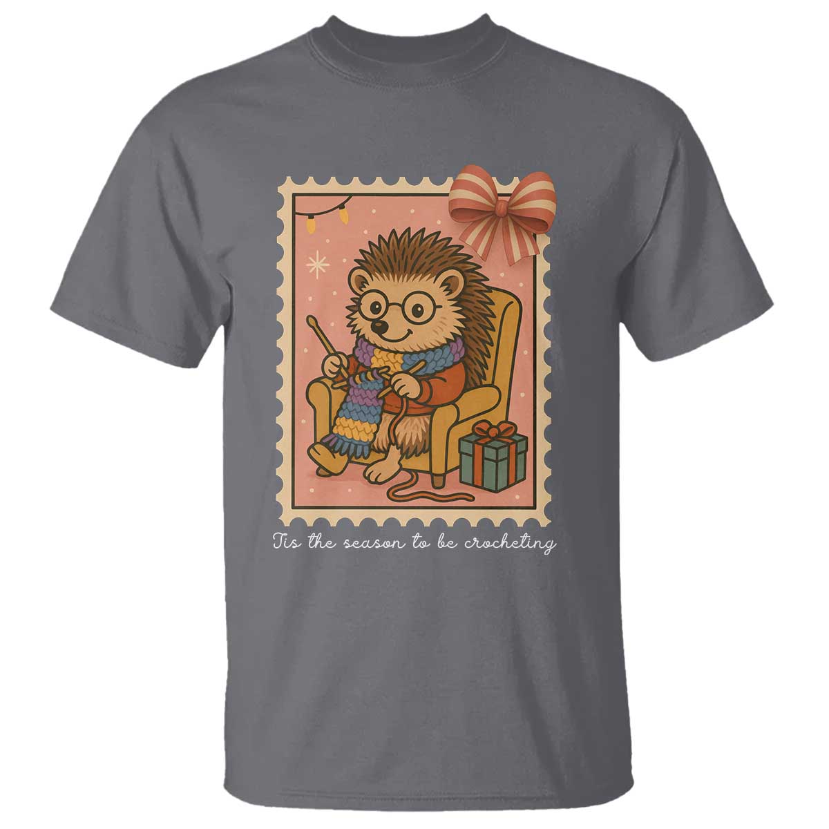 Cute Hedgehog Knitting T Shirt Christmas Holiday Gift - Wonder Print Shop