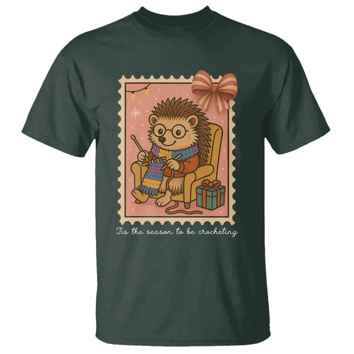 Cute Hedgehog Knitting T Shirt Christmas Holiday Gift - Wonder Print Shop