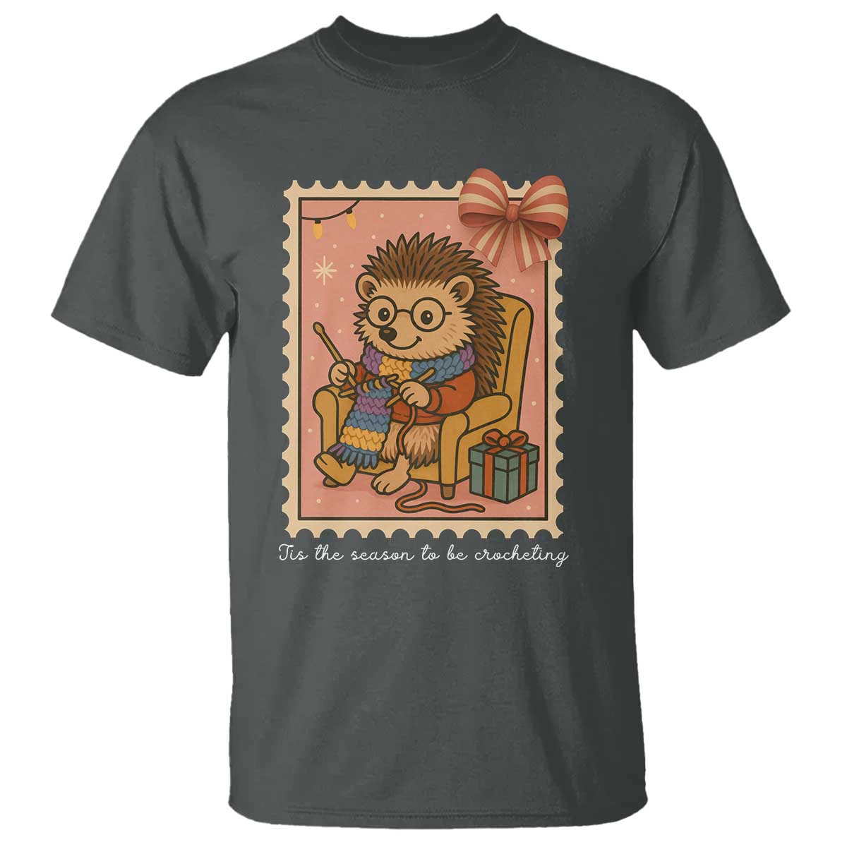 Cute Hedgehog Knitting T Shirt Christmas Holiday Gift - Wonder Print Shop