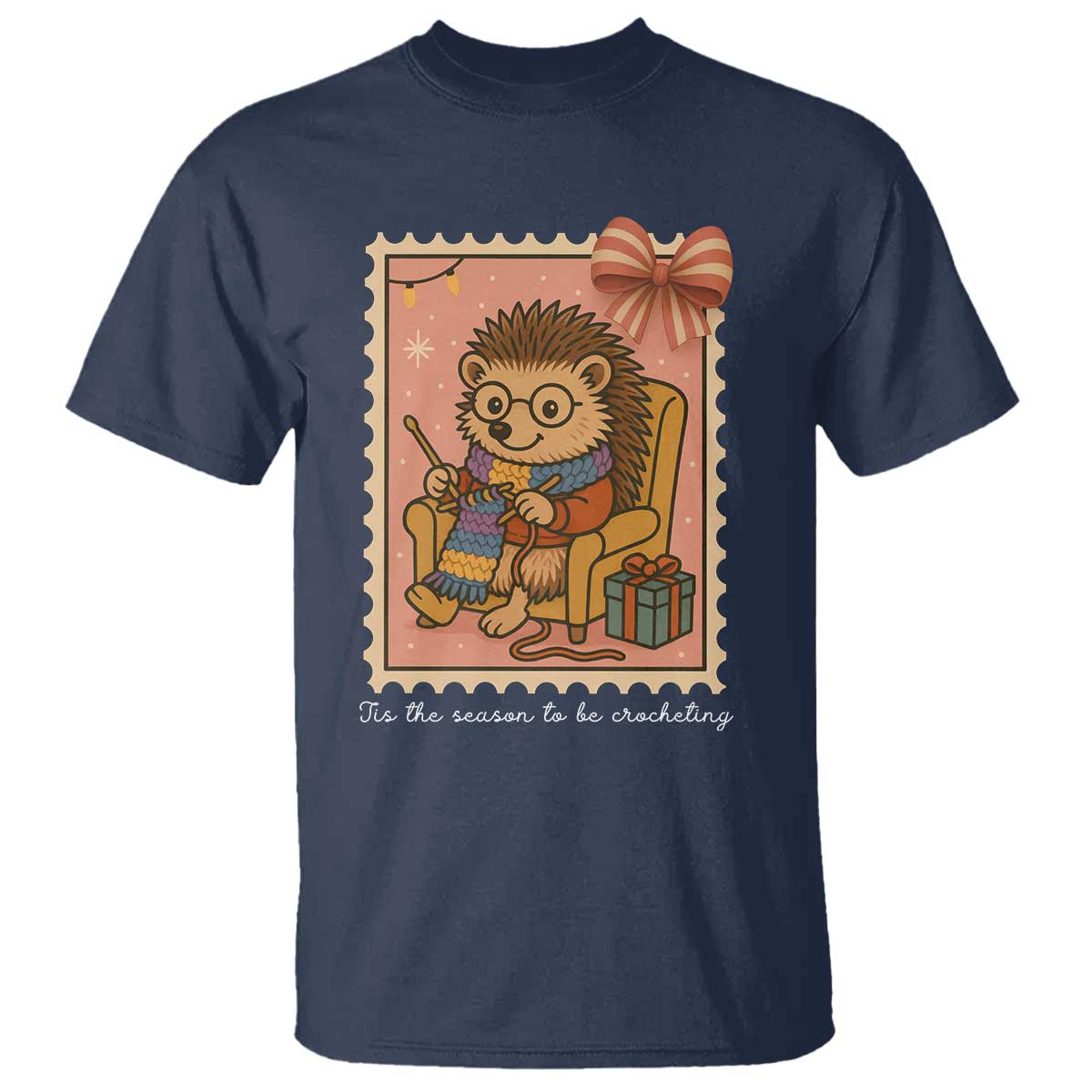 Cute Hedgehog Knitting T Shirt Christmas Holiday Gift - Wonder Print Shop