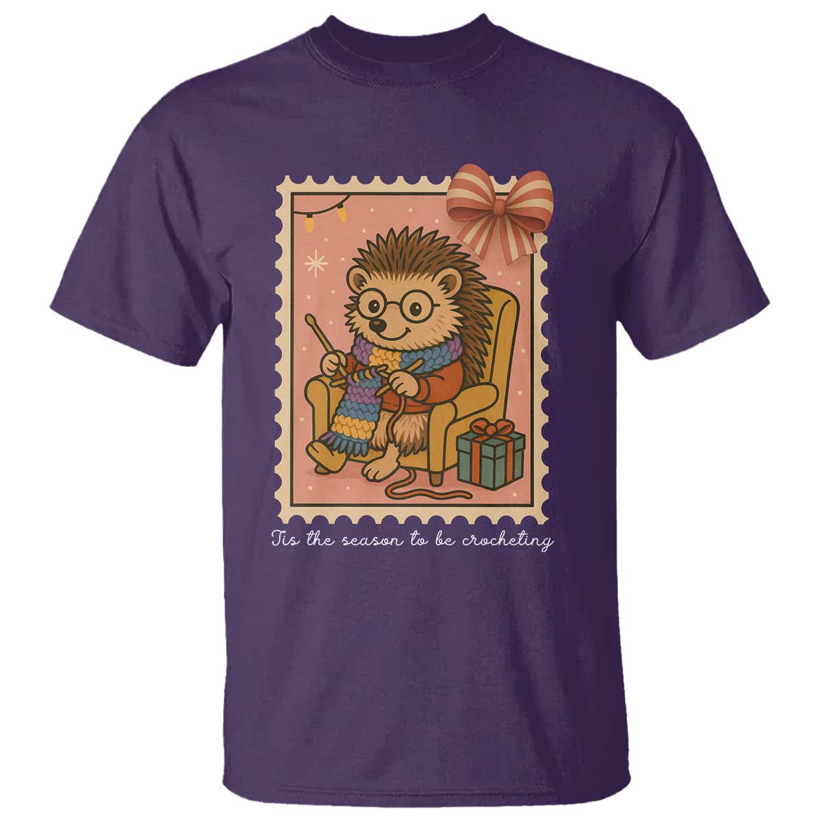 Cute Hedgehog Knitting T Shirt Christmas Holiday Gift - Wonder Print Shop