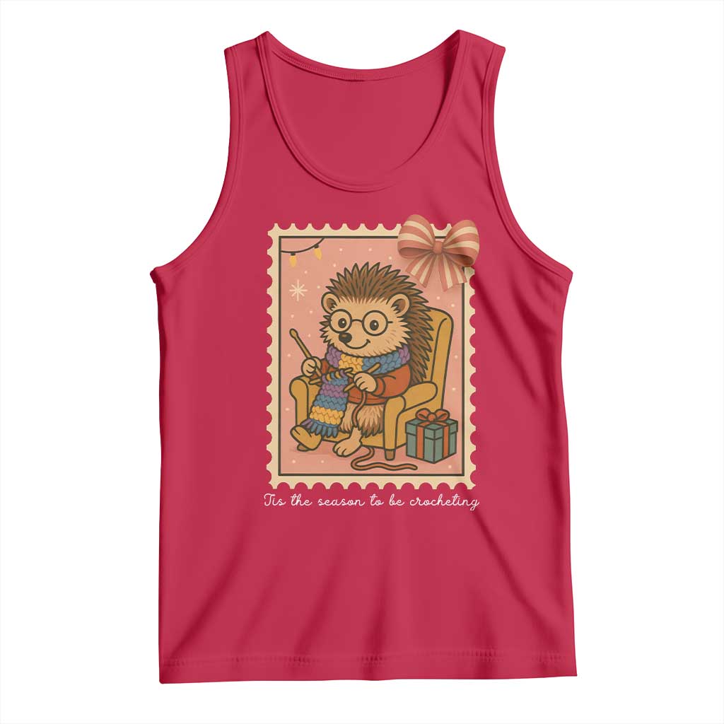 Cute Hedgehog Knitting Tank Top Christmas Holiday Gift - Wonder Print Shop