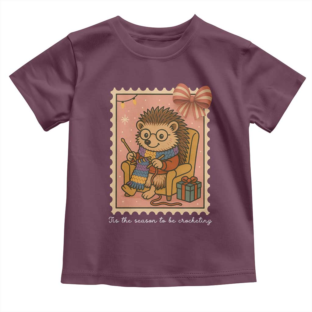 Cute Hedgehog Knitting Toddler T Shirt Christmas Holiday Gift - Wonder Print Shop