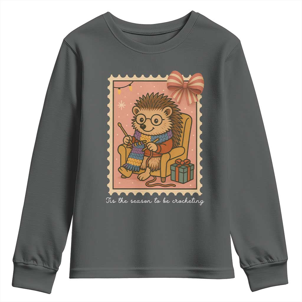 Cute Hedgehog Knitting Youth Sweatshirt Christmas Holiday Gift - Wonder Print Shop