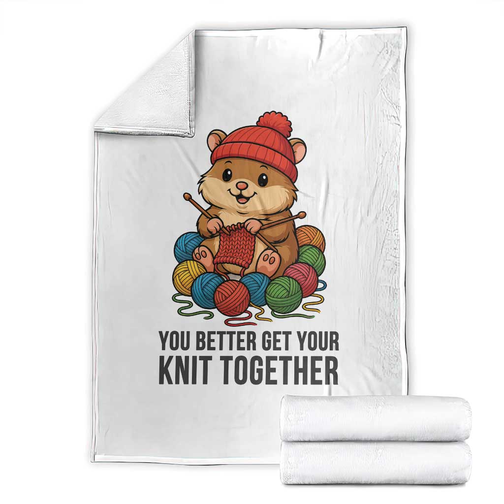 Cute Hamster Knitting Throw Blanket You Better Get Your Knit Together - Wonder Print Shop