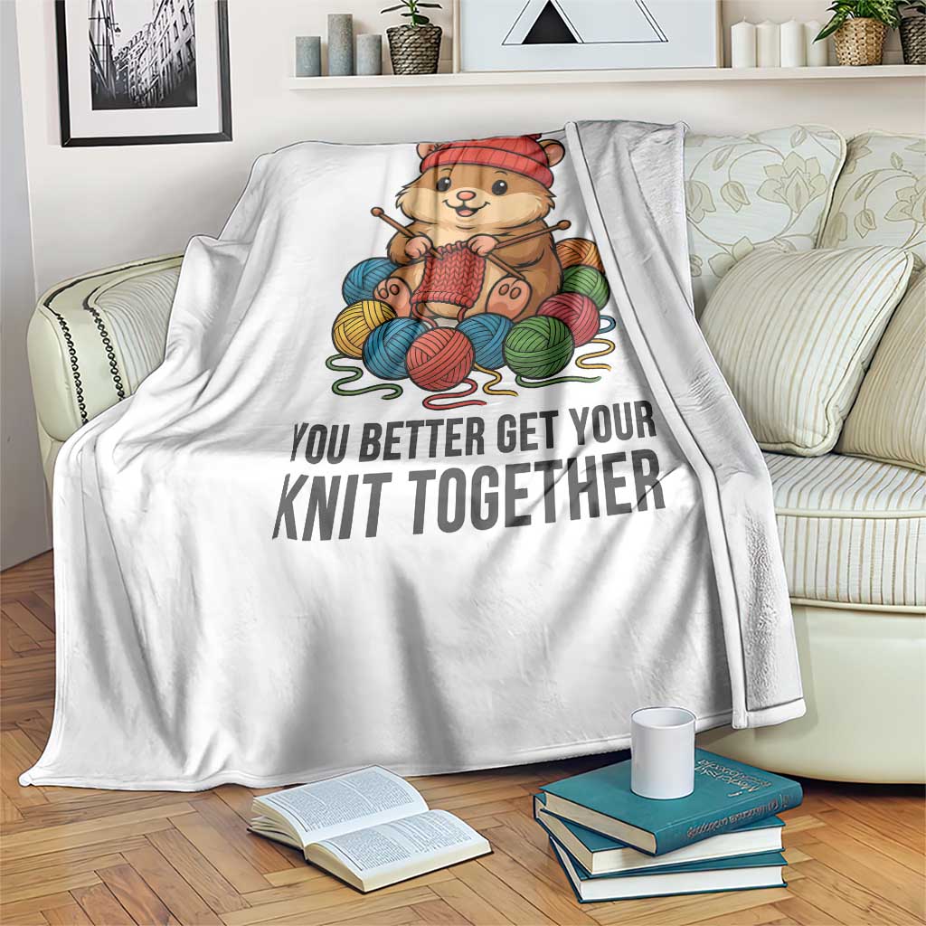 Cute Hamster Knitting Throw Blanket You Better Get Your Knit Together - Wonder Print Shop